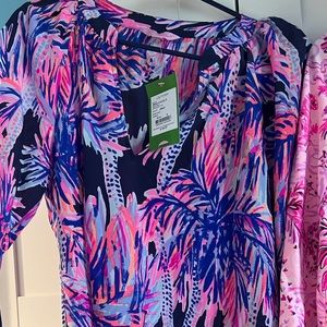 New Lilly Pulitzer palms up Matilda shirt silk size small S